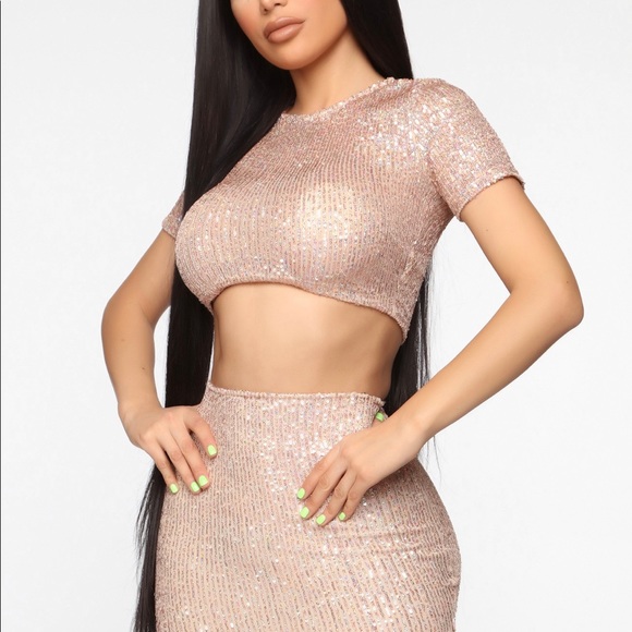 sequin skirt set